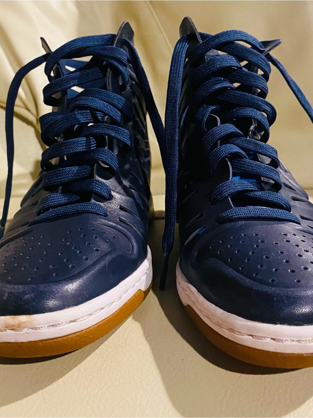 Nike Navy Blue High-Top Sneakers with Gum Outsole